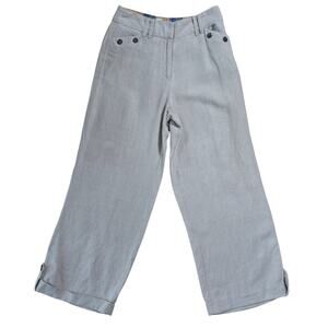 J Peterman Women Wide Leg Sailor Pant 8 Linen Blend Minimalist Coastal Fisherman